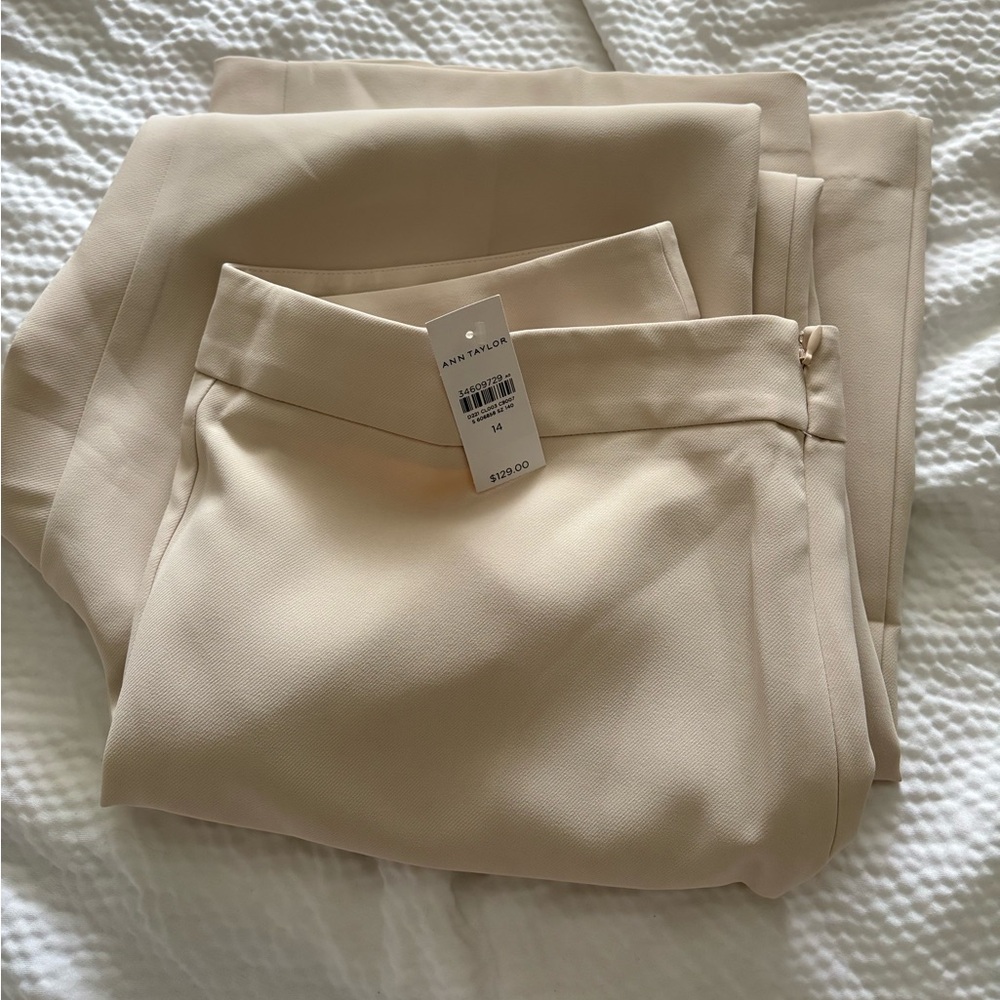 Ann Taylor Tailored Fluid Crepe Trouser in Ivory Whisper - Picture 2 of 13